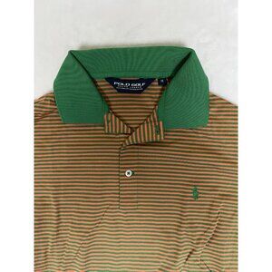 Vintage Polo Golf Ralph Lauren Polo Shirt Green Orange Stripe Pima Cotton Size M